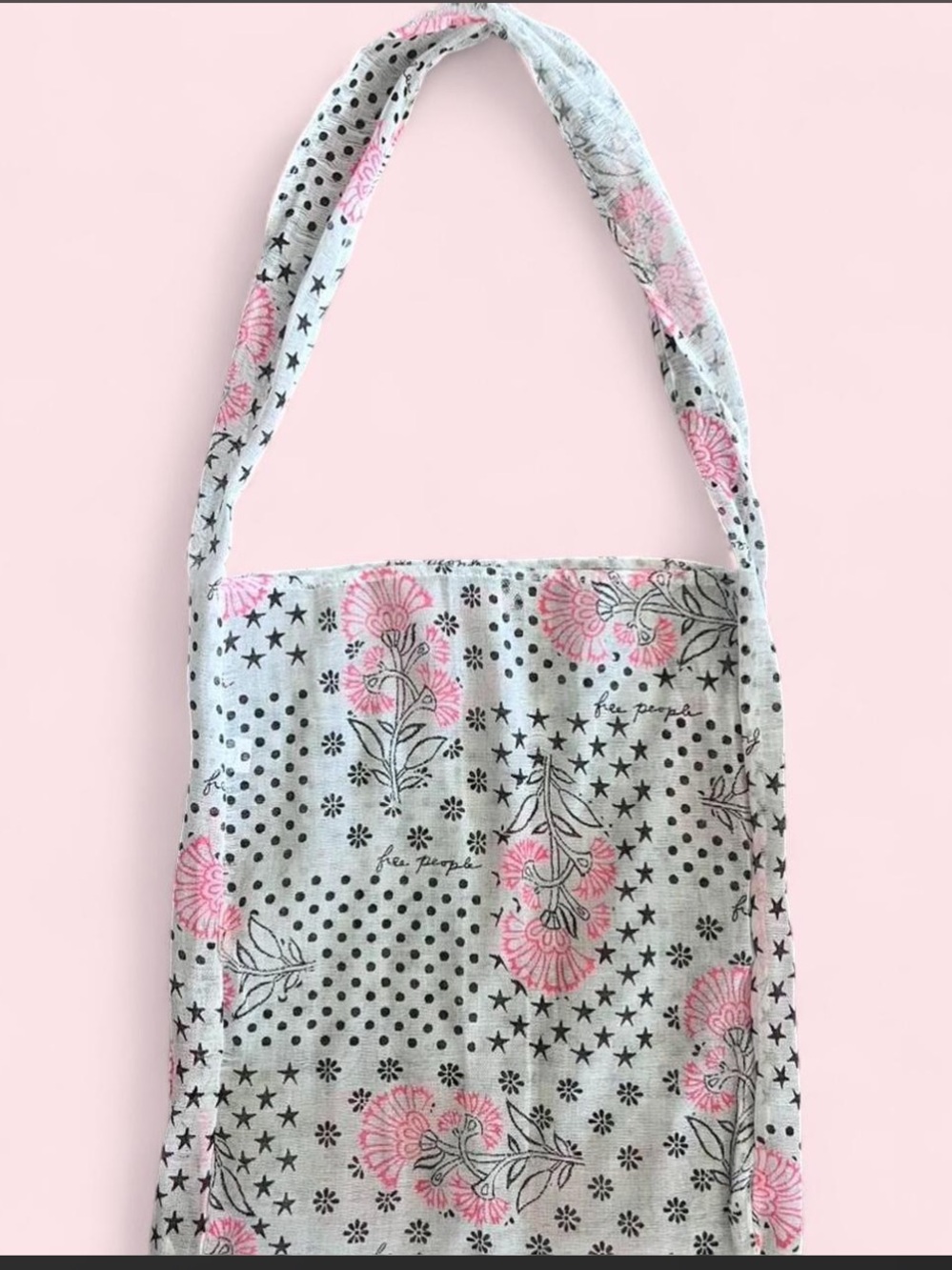 Free People Pink Floral Mesh Bag